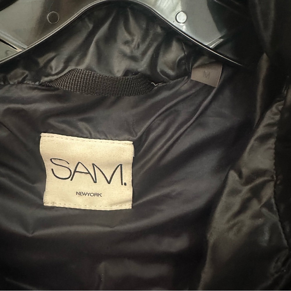 SAM. Black Puffer Jacket with Real Fur Trim - Picture 3 of 6